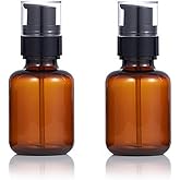 2 Pcs 120ml 4oz Amber Plastic Travel Bottles for Toiletries Leakproof Travel Lotion Pump Bottle Mini Soap Dispenser Cosmetic Cream Pump Bottles Container for Cream Shampoo Makeup Essential Oil, Brown