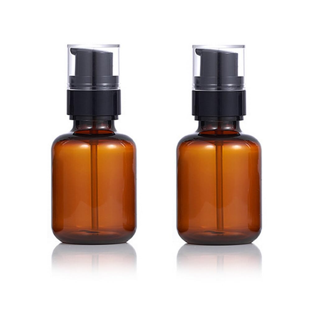 Photo 1 of 2 Pcs 120ml 4oz Amber Plastic Travel Bottles for Toiletries Leakproof Travel Lotion Pump Bottle Mini Soap Dispenser Cosmetic Cream Pump Bottles Container for Cream Shampoo Makeup Essential Oil, Brown