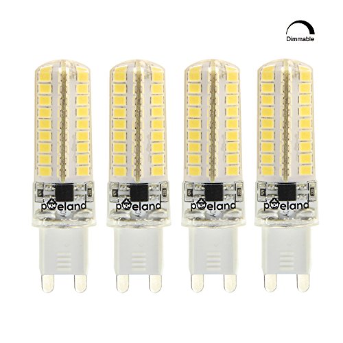 Poeland G9 LED Bulbs 5W 110V-130V Dimmable Bi-pin Base Pack of 4 Warm White