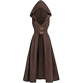 LTAKK Renaissance Costume Women Hoodie Medieval Pirate Dress High Low Corset Ren Faire Overdress with Hood