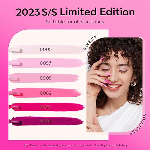 Modelones 20PCS Gel Nail Polish Kit with U V Light Starter kit-6 Colors Hot Pink Rose Red Soak Off Gel Polish Set, Portable Mini LED Lamp, Base Top Coat, All in One Manicure Kit DIY Salon Gift