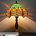 WERFACTORY Tiffany Table Lamp Green Yellow Stained Glass Dragonfly Style Bedside Lamp Reading Desk Light 12X12X18 Inches Decor Bedroom Living Room Home Office S009G Series