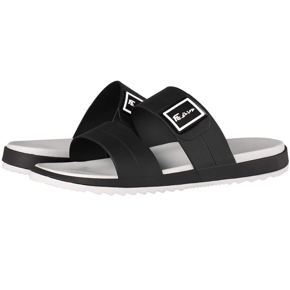 Fashion-zone Womens Flat Slide Sandals Comfortable EVA Slip On Shoes for Summer Beach,Black 250