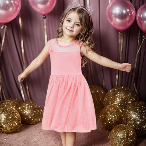 V.&GRIN TODDLER PINK DRESS FOR GIRLS 3T, TUTU TULLE PRINCESS SUNDRESS FOR TEA PARTY VALENTINE AND BACK TO SCHOOL