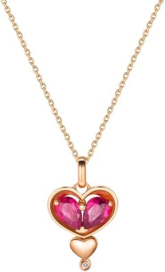 Carleen 18K Solid Rose Gold True Heart Ruby Diamond Pendant Carleen