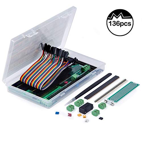Moi Doi Double Sided PCB Board Prototype Kit,Universal Printed Circuit Board,Prototype Paper PCB Universal Experiment Matrix Circuit Board Kit,for DIY Soldering and Electronic Project,136 Pcs