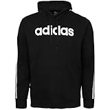 adidas Men's 3-Stripe Logo Hoodie, Black, L