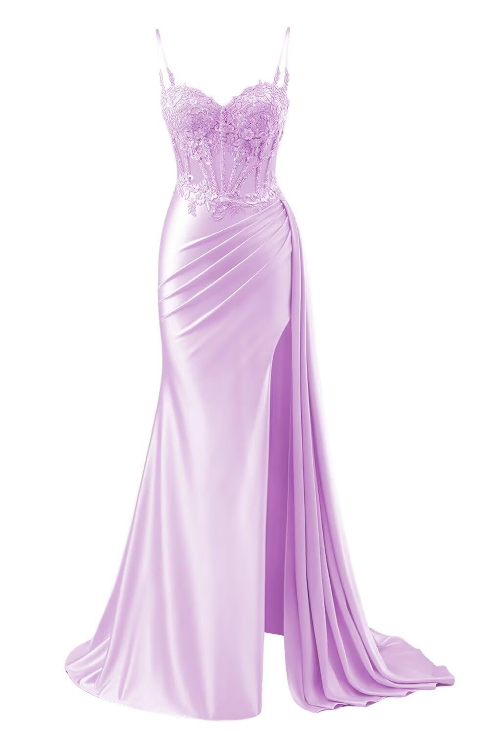 INEWER Lace Appliques Lilac Prom Dresses Ball Gown