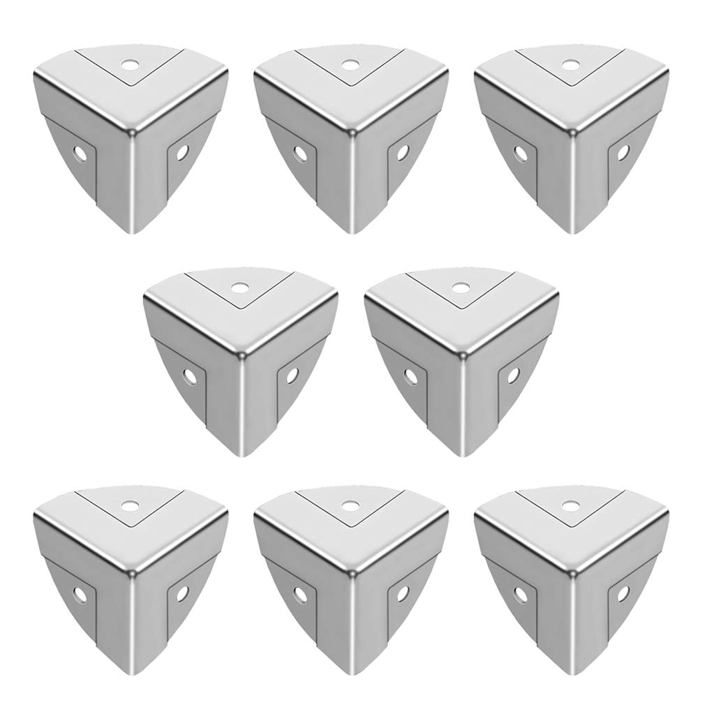 Tiazza 8Pcs Galvanized Three-Sided Sector Tool Box Corner Protectors Camera Equipment Aluminum Box Angle Guard Metal Wrap Angle