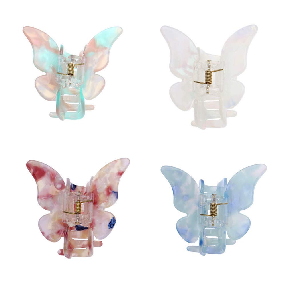 4 Pcs Butterfly Hair Claw Clips Vintage Hair Clamps Non-slip Hair Claw Jaw Clips Hair Catcher Barrette Head Piece for Women Girls Fashion Accessories Headwear