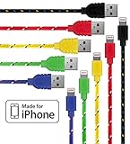 Lightning Cable for iPhone - 5 Pack (3.3 Feet) in Blue, Red, Yellow, Green & Black - Cable w/ Lightning Connector - Lightning to USB cable / Cord for iPhone Compatible with iPhone 6 & 5