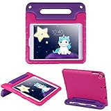 HDE Case for iPad 9.7 inch 2018 / 2017 Kids Shock Proof Bumper Cover Stand with Handle for New 6th Gen Apple Education iPad (Integrated Apple Pencil Holder) and 5th Generation iPad 9.7" - Pink Purple
