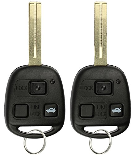 KeylessOption Keyless Entry Remote Control Uncut Blank Car Key Fob Chipped For Lexus LS430 HYQ12BBK (Pack Of 2)