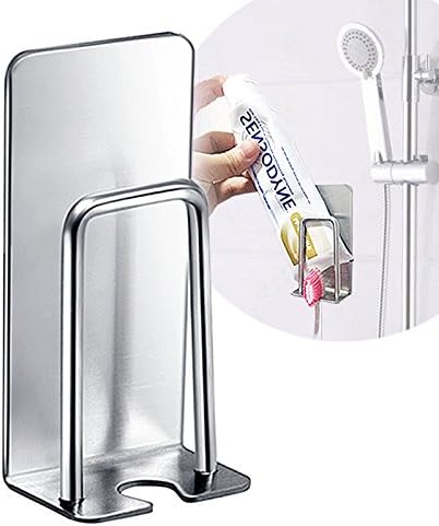 Toothbrush Cup Toothpaste Holder Hanger Set Wall Mounted Bathroom Storage Organizer Stainless Steel Electric toothbrush Shelf Kitchen Mug Hanging Stand Pack of 1