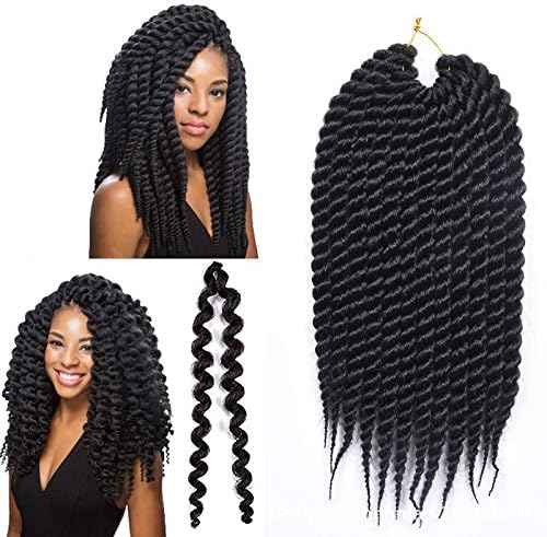 12" Havana Mambo Twist Crochet Braid 80g/pack Synthetic Kanekalon Hair Senegalese Twist Hair Havana Mambo Twist Braids Hair (#1 Black)