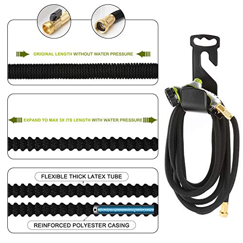 100ft Garden Hose - Expandable Water Hose with 13-Layer Latex Core, 3/4" Solid Brass Fittings, Extra-Flexible Fabric & 8 Pattern Spray Nozzle, 3-Year Warranty