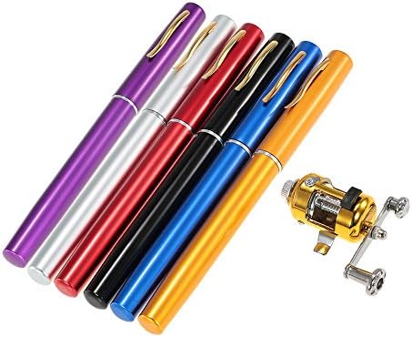 Eamall Fishing Rod Mini Fishing Pole Retractable Pocket Pen with Fishing Reel - Good Gift for Birthday, Festival, Christmas(Blue)