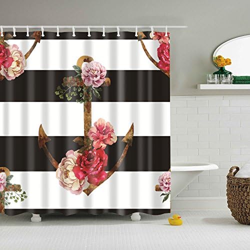 Shower Curtain by FreeLands, Mildew Resistant Fabric Shower Curtains, Antibacterial, Waterproof Colorful Bathroom Curtains with 12 Hooks, 70x70 inches (70x70 inches, Multi-color)