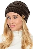 Yourstyle USA Trendy Warm Chunky Soft Stretch Cable Knit Slouchy Beanie (One Size, Brown)