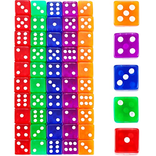 image for Blulu 6-Sided Games Dice Set, Colored Dice with Black Velvet Pouches f