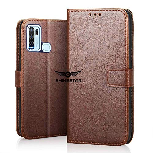 SHINESTAR Vivo Y50 Flip Case | PU Leather Flip Cover Wallet Case with TPU Silicone Case Cover for Vivo Y50 - (Classic Br