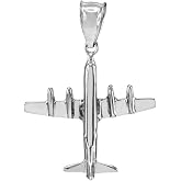 Polished 925 Sterling Silver 3D Airplane Charm Pendant