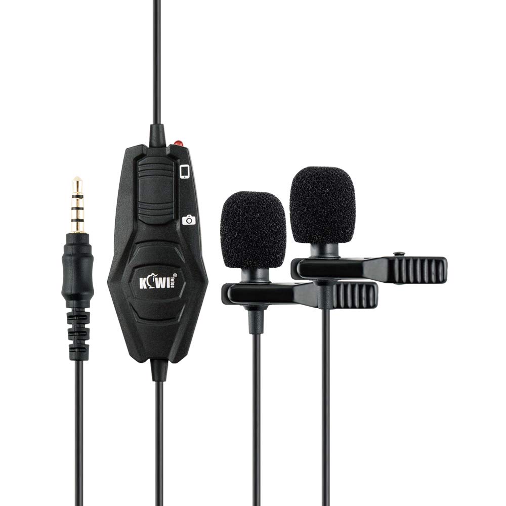 KIWIFOTOS Dual-Head Lavalier Microphone, Professional Clip-on Lapel Mic Omnidirectional Condenser Lavalier Microphone with 7M Cord for Camera/Smartphone Recording Interview Video Vlog Podcast — image 1