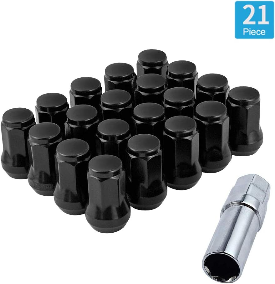 Justech 21pcs Wheel Lug Nuts Kit with Key M12x1.5 Black Alloy Anti