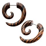 Summer style Dark Wood Print earrings fake faux tapers Sold AS PAIR w 42