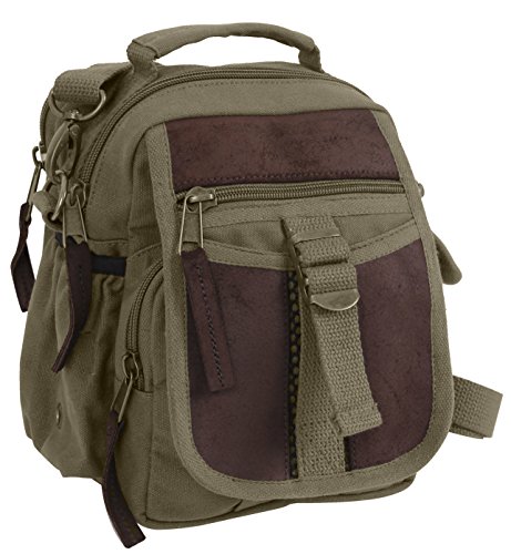 Rothco Canvas & Leather Travel Shoulder Bag, Olive Drab