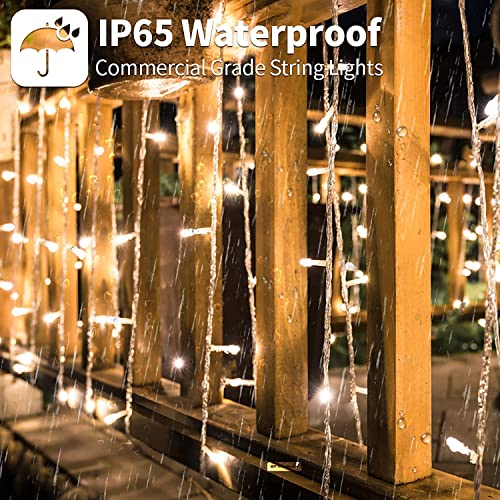 Chipark Solar Curtain Lights, Upgraded Garden Fairy Lights 300 LED 8 Modes Remote Control Waterproof Solar Fairy Lights Outdoor Curtain String Lights for Gazebo Patio Party Festival Decorations(Warm)
