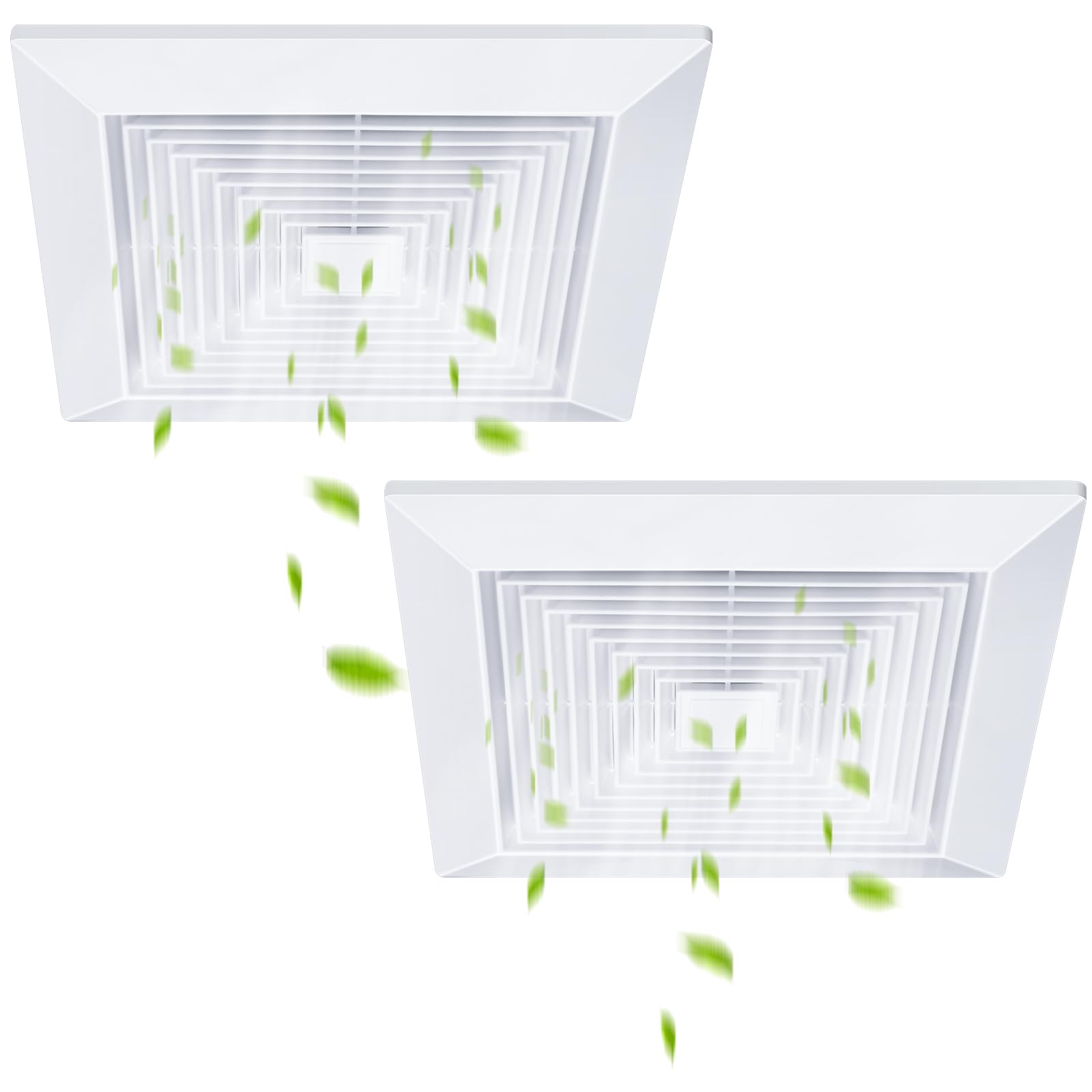 Photo 1 of Baquler 2 Pcs Exhaust Bathroom Fan Cover 12 x 12'' Bathroom Ceiling Grille with Springs Plastic Replacement Vent Fan Fits Models 663 670 671 675 688 689 Ventilation Plastic Cover White