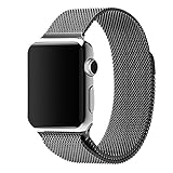 Wingco Apple Watch Band - Magnet Closure, 42mm Milanese Stainless Steel Replacement, Replacement Wrist Band for iWatch - Black