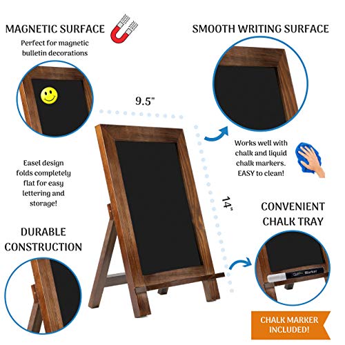 ChalkPro Wooden Framed Standing Chalkboard Sign + Includes White Chalk Marker | Magnetic Non-Porous Memo Board | Rustic Décor for Kitchen, Home, Bar, Countertop, Wedding, Café, Party, and Restaurant - Thumbnail 2