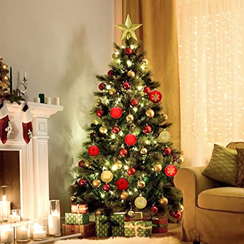 DomeStar Christmas Balls Set, 44PCS Christmas Balls Assorted Pendant Shatterproof Balls Ornament for Xmas Tree Decoration