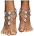 Bienvenu 2Pcs Barefoot Sandals Sparkling Crystal Clear Rhinestone Elegant Design