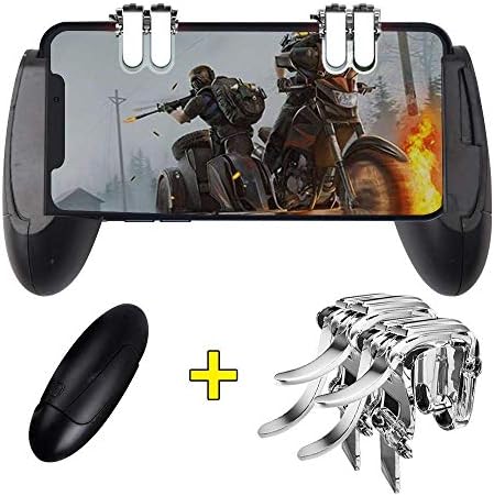 Mobile Game Controller, LOVNE PUBG Fortnite Gaming Joystick for Mobile Phone Game Joysticks Gamepad Fire Button Assist Tool for Android iOS Phones with L1R1 Mobile Trigger and Game Joysticks