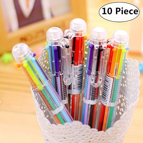 10 Pack Novelty Multicolor Ballpoint Pens, Magnolora Retractable Roller Ballpoint Pens Multifunction 8 In 1 Shuttle Pens, 8 Colors Highlighters Marker Pens Colorful Stationery Creative School Supplies
