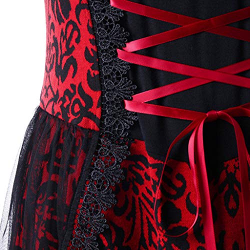 Vintage Party Dress for Women,Chaofanjiancai Sexy Sleeveless Gown Vintage Strappy Lace Up Flare Dress - Thumbnail 3