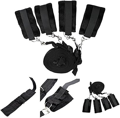 Amazon Com Bed Restraint System Bed Bondage With Thick Plush Cuffs Black Adjustable Mattress Bondage Restraints With Cuffs For Ankles And Wrists Fits Queen Any Size Mattress Health Personal Care