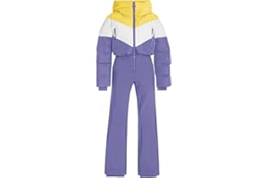 Fisoew Womens One Piece Ski Suit Warm Waterproof Snowsuits Winter Snow Jumpsuits Outdoor Sports Outerwear