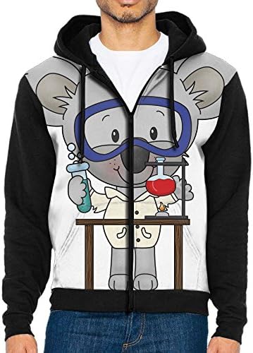 Little Koala Science Men's Casual Raglan Sleeve Hooded Hoodie Full-Zip Sweatshirt With Pocket