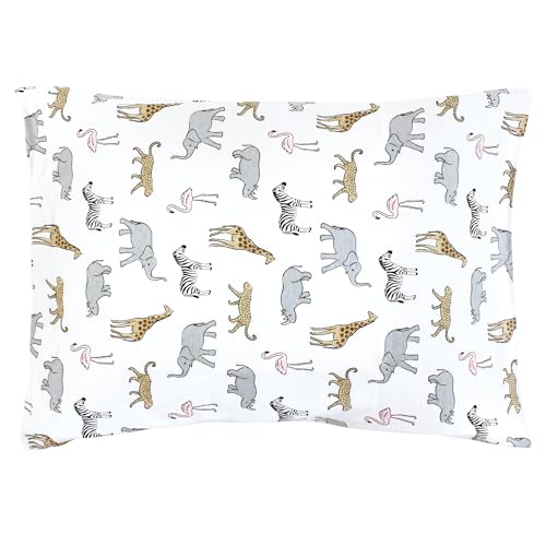Hudson Baby Unisex Baby Cotton Toddler Pillow Case, Modern Pink Safari, One Size