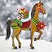Besti Holiday Horse Christmas Decorations (Lawn Ornament) In-Ground Iron Yard Decor | Hand-Painted Craftsmanship | Colorful Presents, Poinsettia Flower, Holly Ivy
