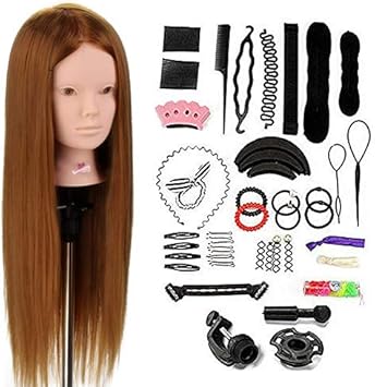 Tête à Coiffer Professionnelle Neverland Têtes Dexercice Avec Maquillage 50 Cheveux Naturel Pour Le Salon Coiffeur Poupée Avec Supportensemble De