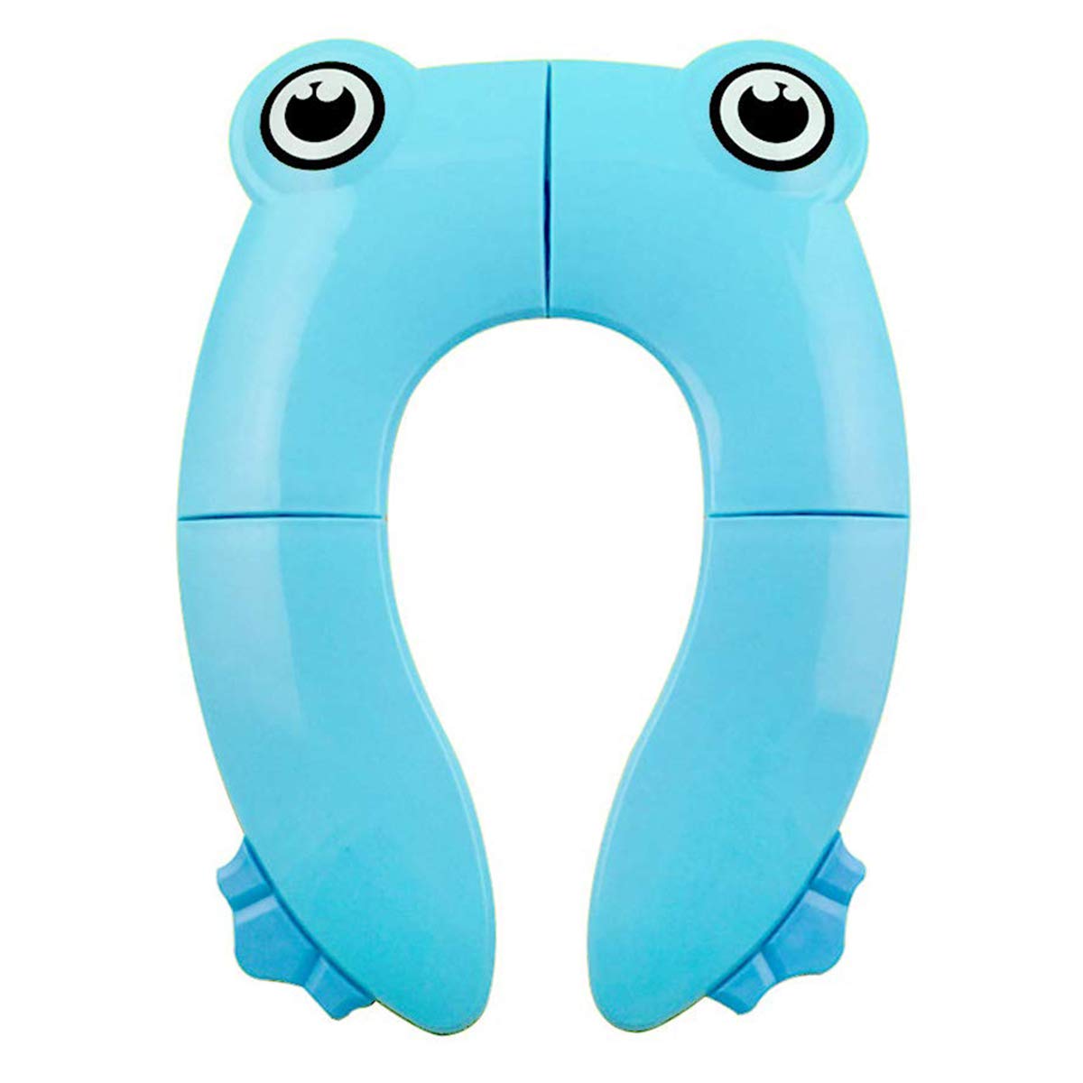 Foldable Potty Toilet Seat, Toilet Training Seats Portable Potty Travel Toddler Toilet Seat Pads for Baby Kids with 4 Anti Slip Silicon Pads and 1Bag Prevent Germs Spread (Blue)