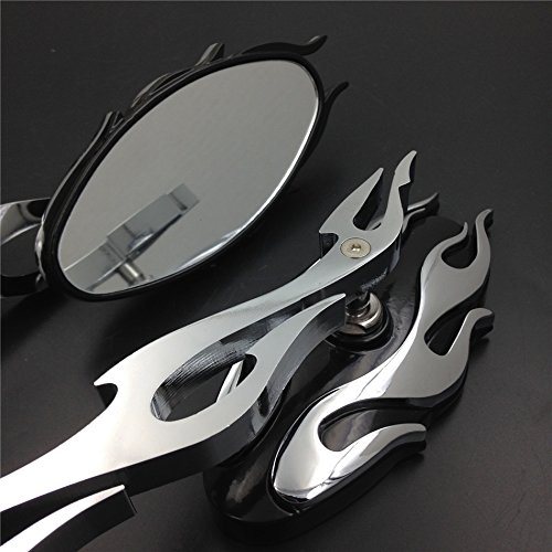 Motorbike Flame style rearview mirror for any cruiser chopper custom Chromed