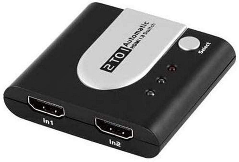 PremiumCord HDMI Switch 2:1 Automatic Switch with LED Status, Video Resolution Full HD 1080p 60Hz, 3D, HDCP, Colour Black and Silver