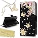 iPhone SE Case,iPhone 5S Case,iPhone 5 Case - Mavis's Diary 3D Handmade Bling Luxury Wallet Pink Crystal Butterfly Diamonds Flowers Black PU Leather Card Holders Flip Cover with Golden Dust Plug