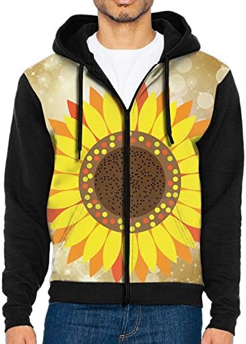 Cartoon Yellow Sunflower Pattern Men Fashion Sports colorful Hoodies Men With Hat Pocket Hit Color Sweater